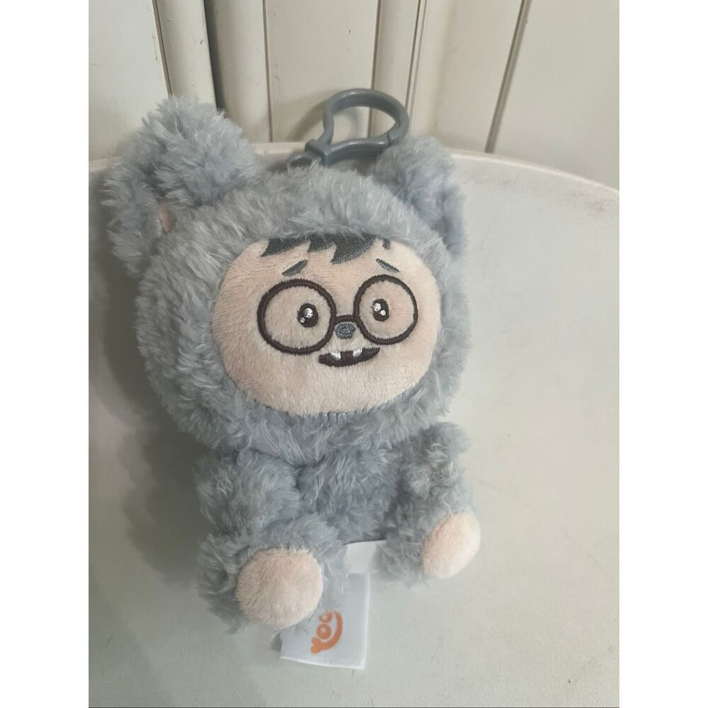 LaBabies Bobo Sherpa Monster Clip On Plush Toy Stuffed Animal Silver Tan NWOT